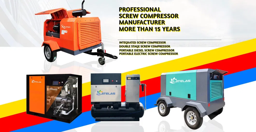 Best Selling High Pressure Low Energy Consumption 55kw 7bar Portable Diesel Screw Air Compressor for Transportation